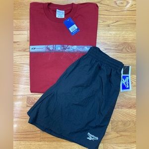 Reebok Logo All Sports T-Shirt & Nylon Sports Shorts - NWT XL
